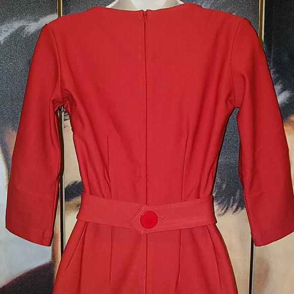 Tatyana Vickie Red RockABilly Pencil Dress Pinup - Picture 8 of 8